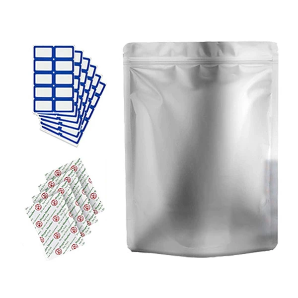 Custom Child Proof Mylar Bags with Label Sticker Oxygen Absorbers, Mylar Stand up Bag for Food Storage, 1/2/5 Gallon Mylar Bag