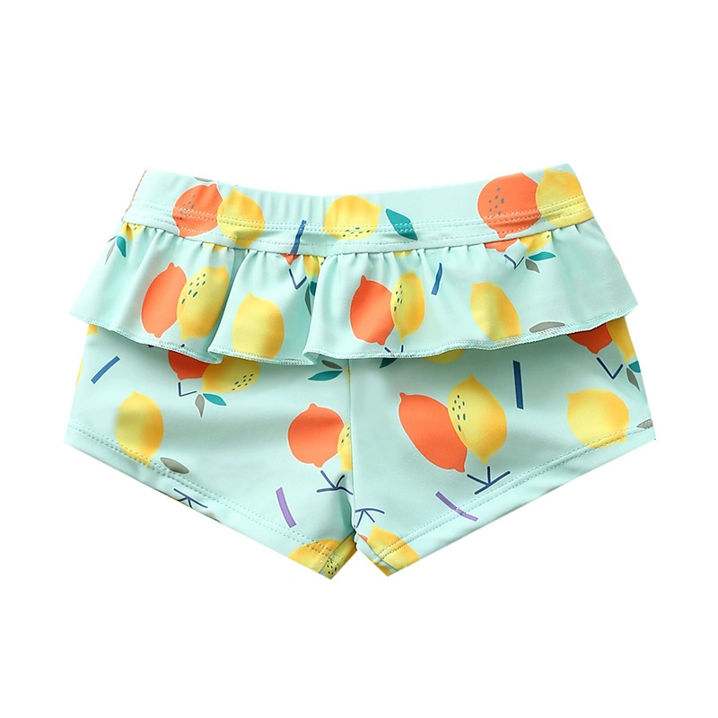 2-16 Years Children Beach Shorts Pineapple Print 2022 Girls&prime; Swimsuit Swim Shorts Bathing Suit Swimwear Summer Clothing with Ruffles at Waist