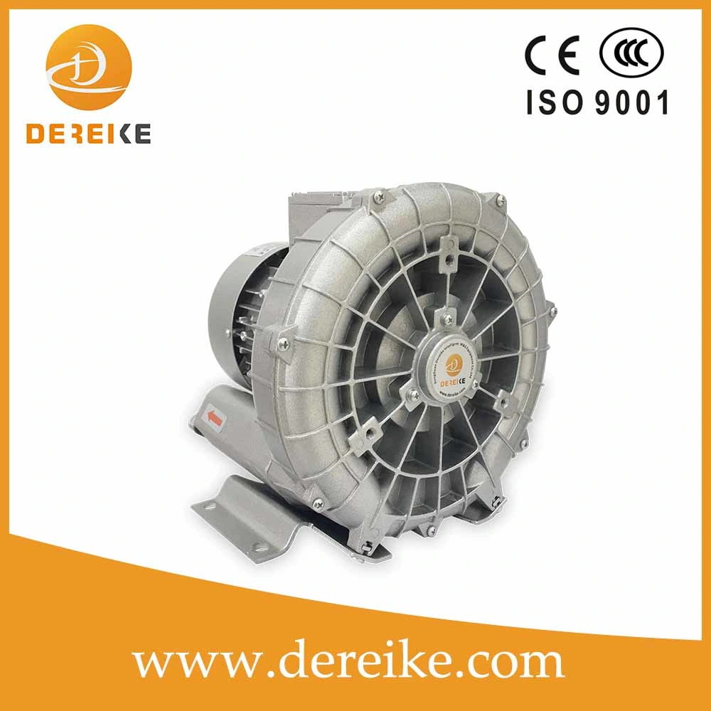 Dereike Side Channel Blower Dhb 210A D37 0.3kw Single Phase 220V Side Channel Ring Turbo Air Blower Centrifuge Blower for High Vacuum Suction