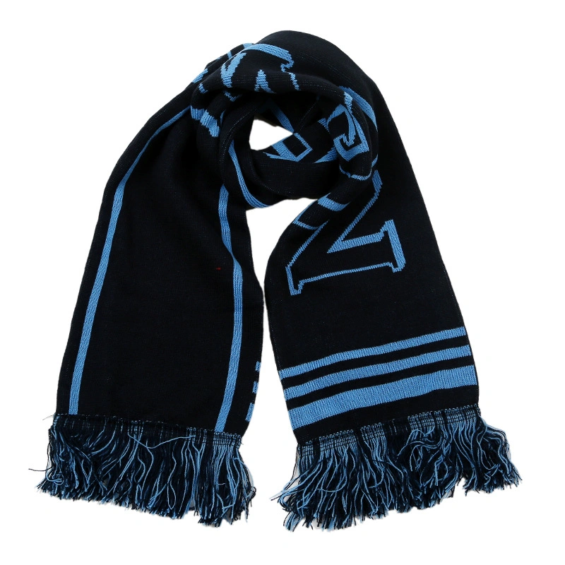 Thick Winter Acrylic Custom Wholesale/Supplier Knitted Fashion Long Football Scarf with Long Tassels