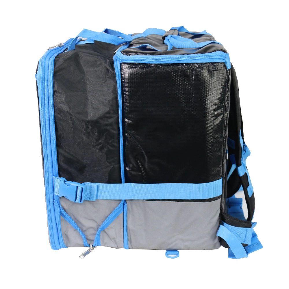 OEM Reusable 500d PVC Thermal Waterproof Delivery Backpack Extra Large Insulated Thermal Lunch Aluminium Foil Cooler Bag Bike Food Delivery Bag with Zipper