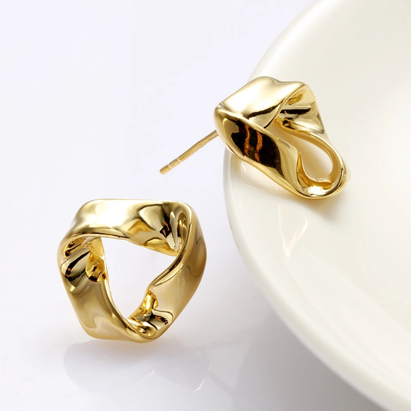 High quality/High cost performance S925 Real Sliver Stud Earrings for Women Not Fade Gold Color