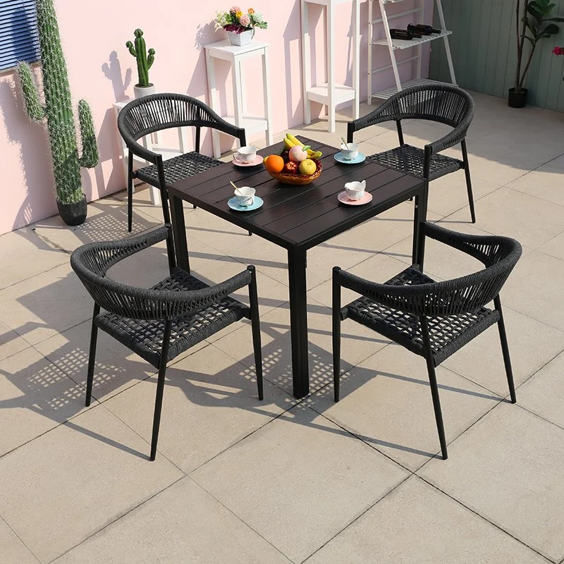 Vente à chaud Bistro mobilier balcon extérieur jardin en bois aluminium salle à manger Ensemble chaise et table