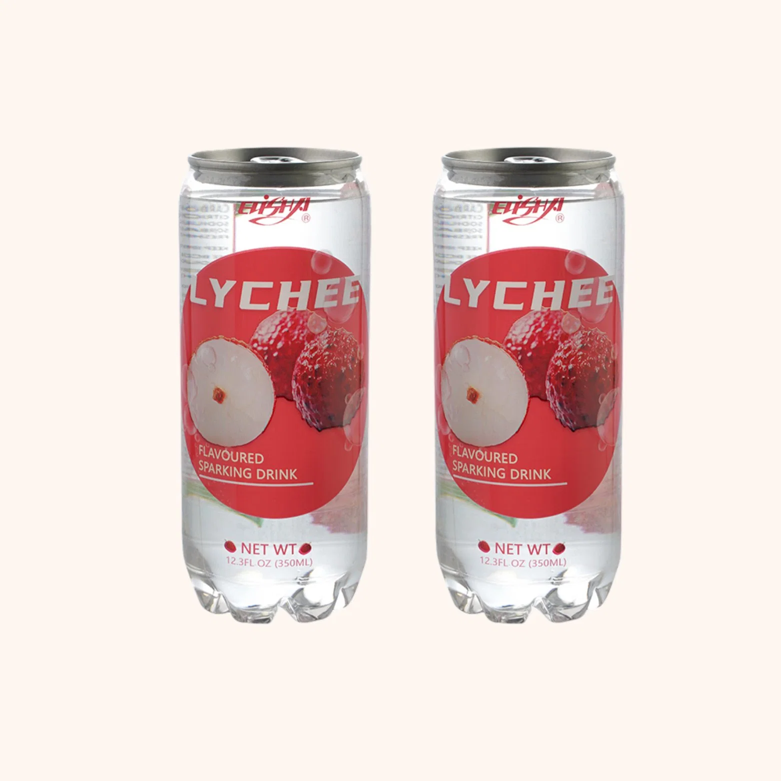 350ml Transparent Pet Carbonated Drink Soda with Lychee Flavor Soft Drink