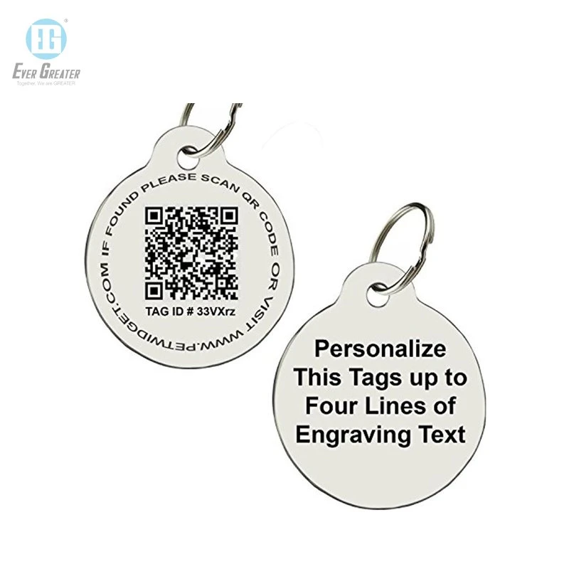 Custom Qr Code Dog Name Tags Silver