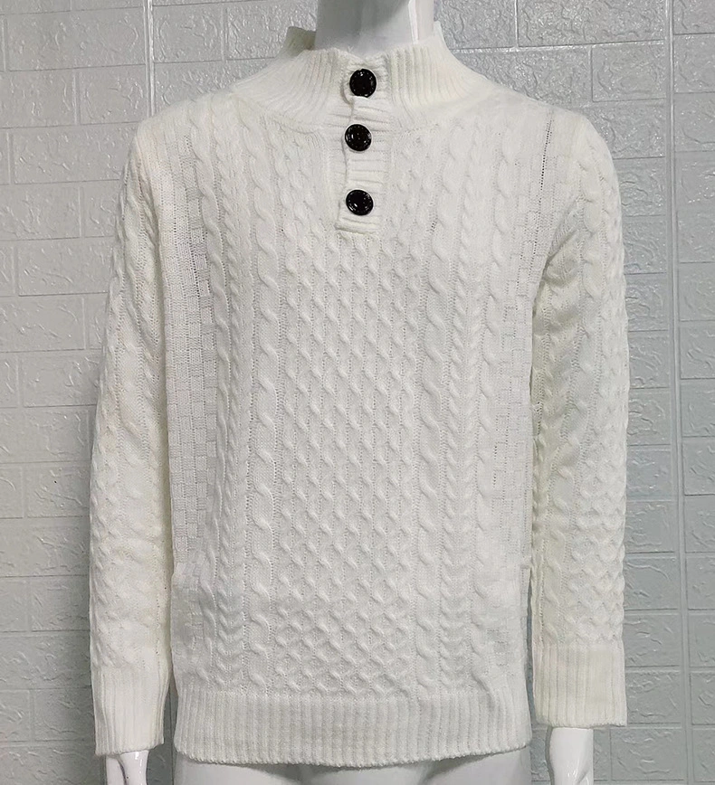 Men's Solid Color Pullover Vintage Sweater for Winter