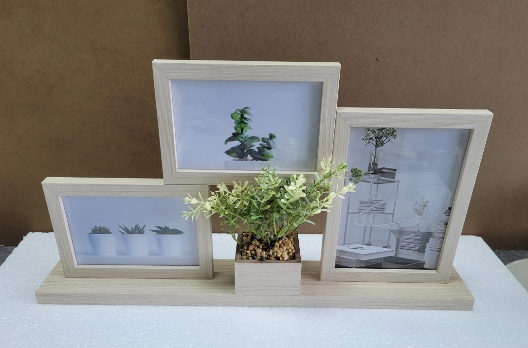 FSC&BSCI Wood Picture Photo Frames 4*6inch with Artificial Plant