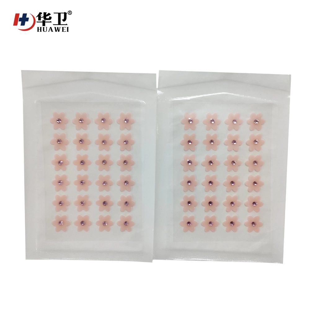 Flower Type Acne Patch with Diamond Hydrocolloid Adhsive Patches Pimple Blemish 24dots/Patch