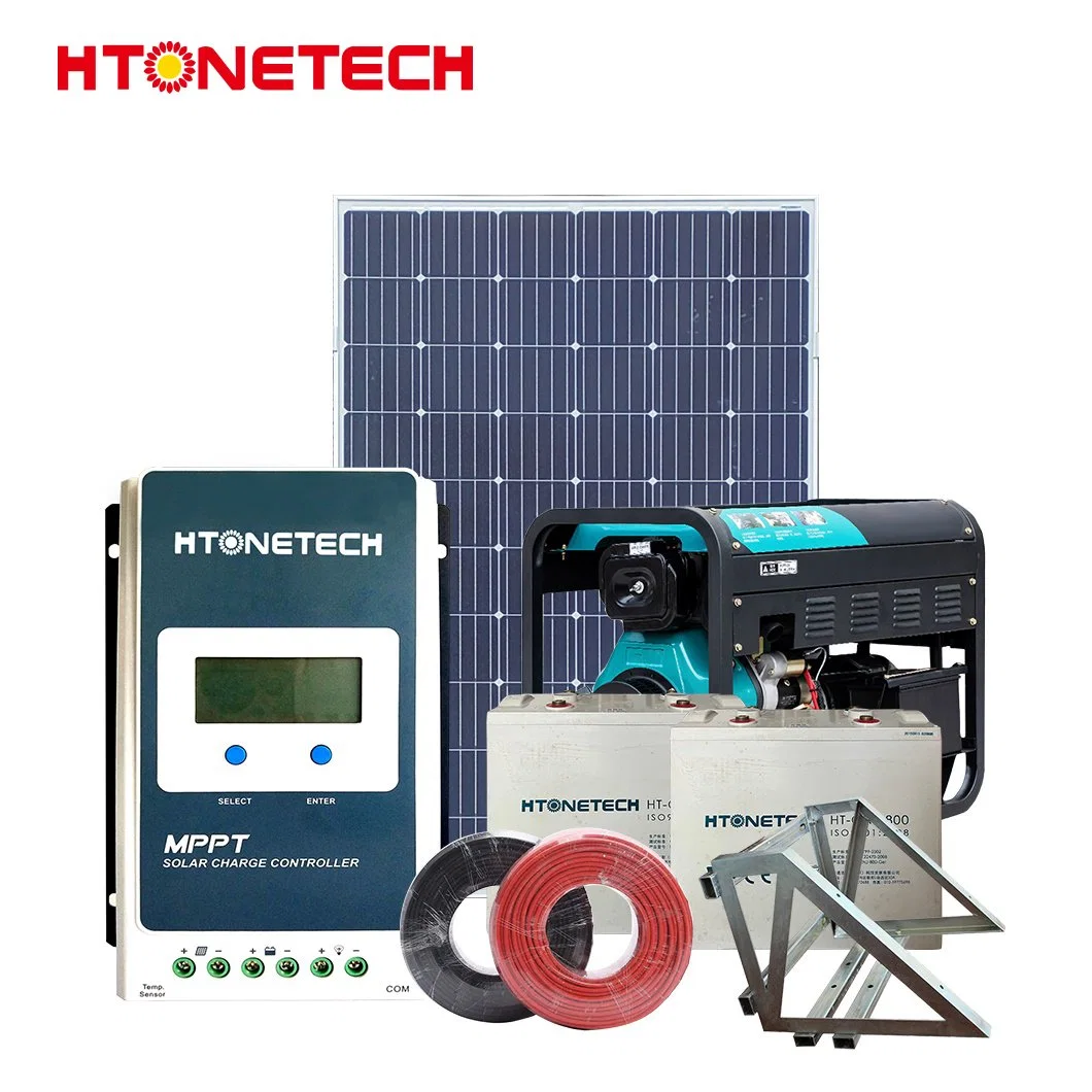 Htonetech fuera de la red de proveedores del Sistema Solar de 3000 Wp China 30kwh 40kwh 50kwh Mono Panel Solar cristalino 10W generador diesel de servicio pesado híbrido Offgrid Ongrid