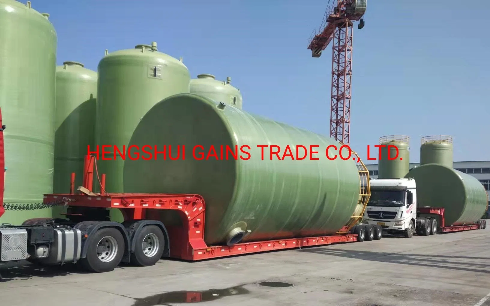 Horizontal Fiberglass GRP Chemical Storage Tank for Chlor-Alkali Project