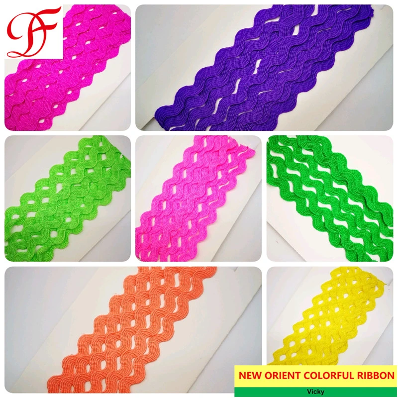 Colorful Ric Rac Double/Single Face Satin Grosgrain Gingham Taffeta Sheer Organza Hemp Ribbon Metallic Velvet Ribbon with Plastic Flanges Packing Style