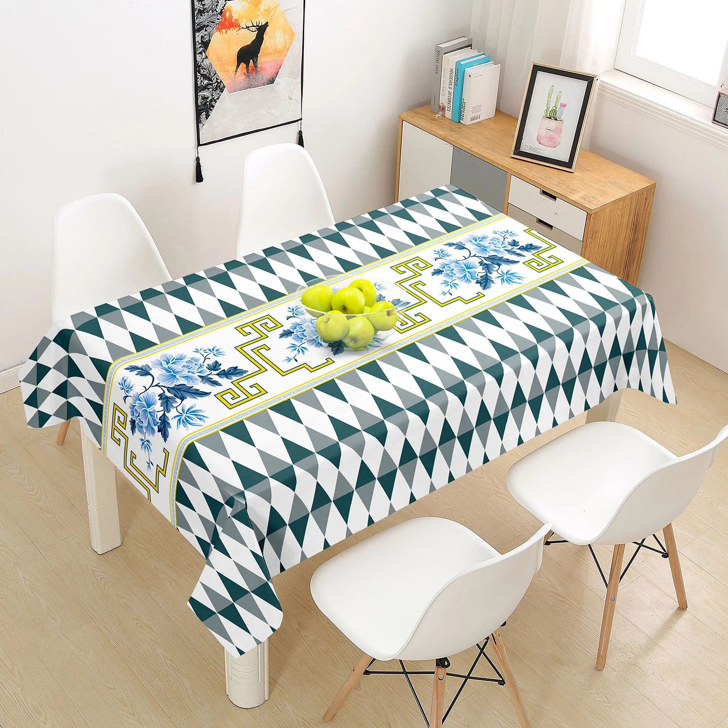 New design Reectangle Kitchen Decorative Tablecloth PVC Waterproof Oilproof Table Cover