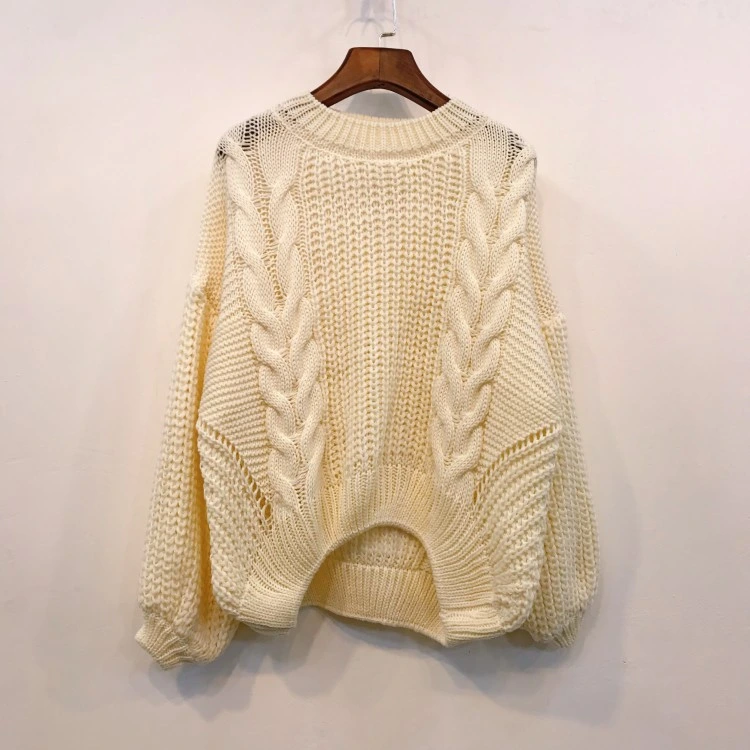 Real Auction 2023 New Half High Neck Loose Knit Lazy Wind Backless Sweater