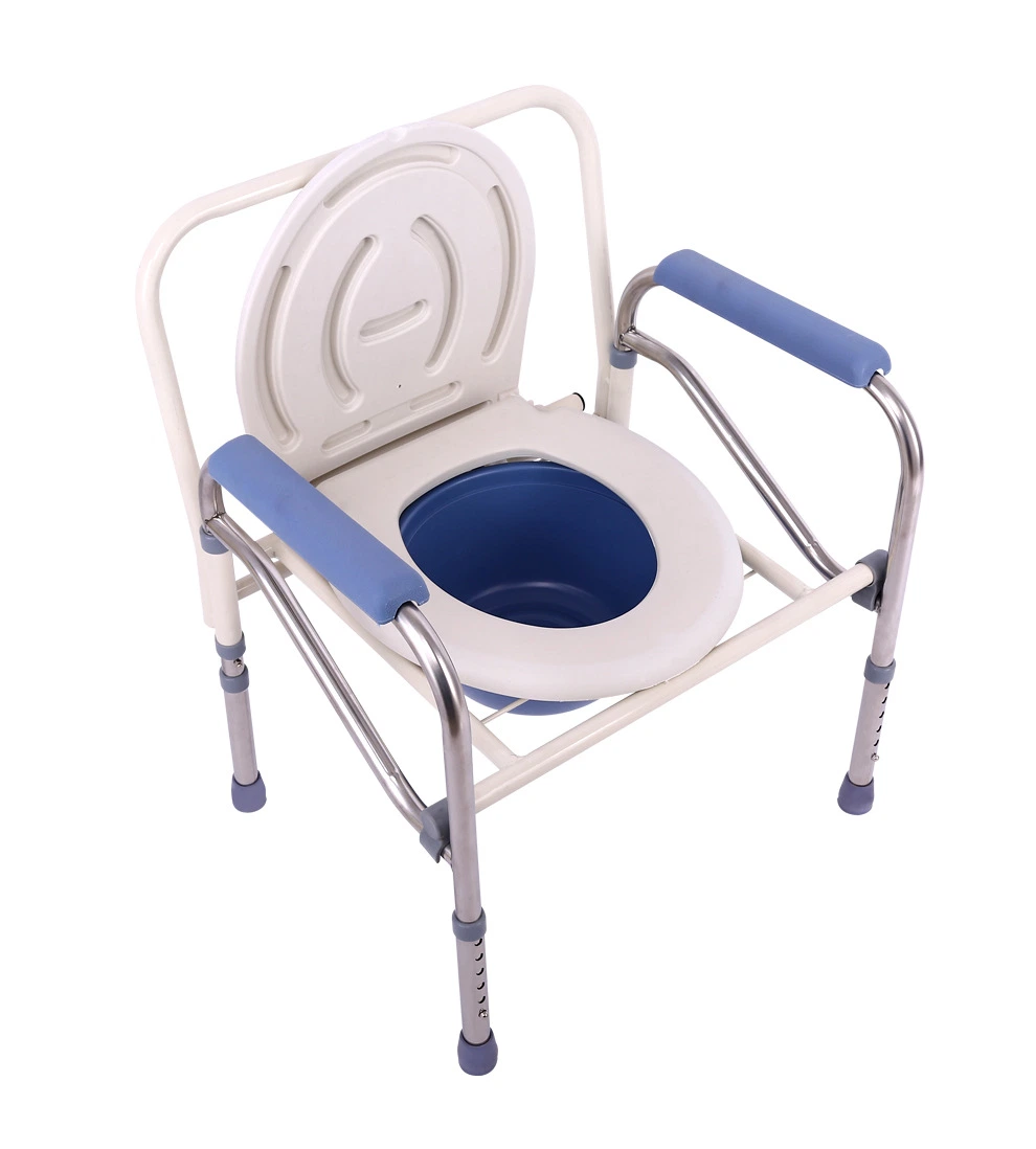 Heavy-Duty Steel Adjustable Lightweight Folding Bedside Medical Shower Seat Portable Toilet Commode Chair for Elderly Disabled