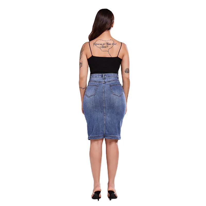 Wholesale/Supplier The Skirt for Ladies Fashion Customised Womens Casual Sexy Skirts Button-Fly Pocket Mini Short Denim Skirts for Women