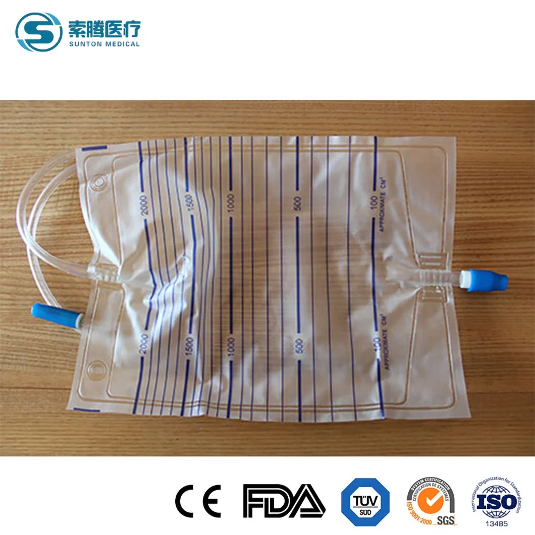 Un catéter China Sunton Bolsa Bolsa de médicos de emergencia PEE Proveedor desechables bolsas de orina 500ml/1500ml/2000ml de orina adulto Bolsa Bolsa de orina Orina mejor Pediátrica de la bolsa de pierna