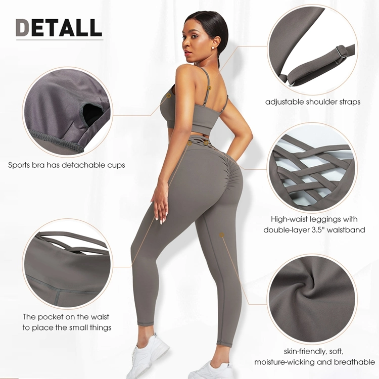 Wholesale/Supplier Women Custom Logo 3 Pieces High Waist Leggings Fitness Yoga Suit Jogging Suit Women Clothing Sportswear Tracksuits