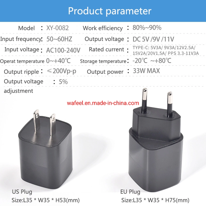 33W GaN Ladegerät Pd Ladegerät Handy Ladegerät EU US Stecker