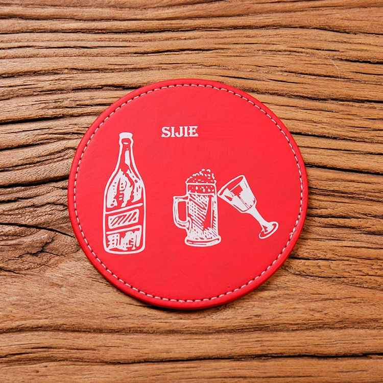 Custom Logo Printing Blank Soft PU Leather Coasters for Promotion Gift