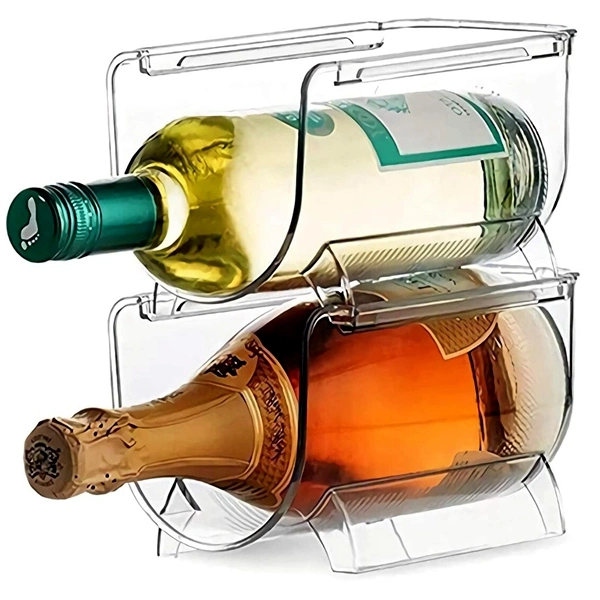 Refrigerador da água do vinho suporte para garrafa de vinho de plástico em porta-paletes Organizer para armário de cozinha