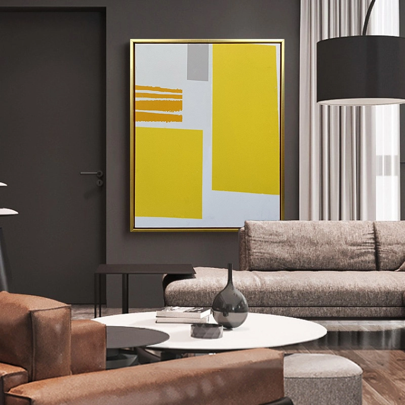Light Luxury Color Blocking Painting Yellow Art Living Room Sofa Background Wall Mural
