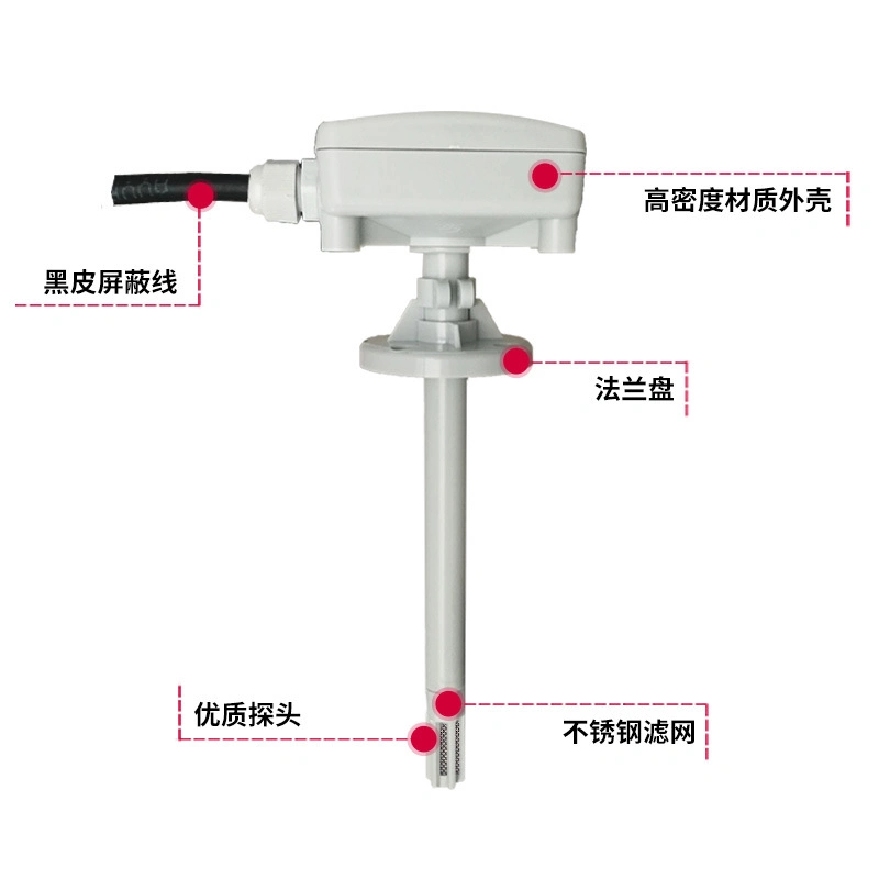 4-20mA Duct Pipe Insertion Air Temperature and Humidity Sensor HVAC