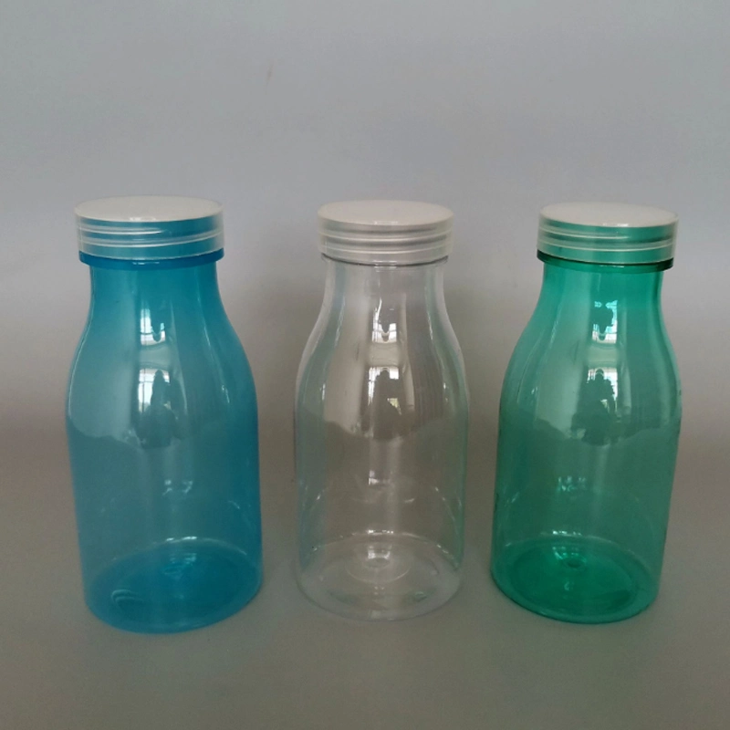 Food Grade 200ml 250ml 300ml Clear Pet Beverage Bttle Plastic Milk Bottle with PP Screw Cap