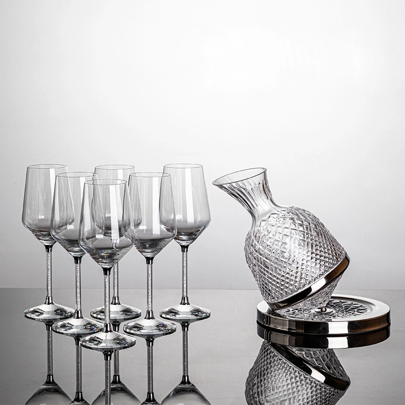Crystal Glass Wine Decanter Top Spinning Carafe Decanter Rotating Decanter Set with Luxury Box for Gift