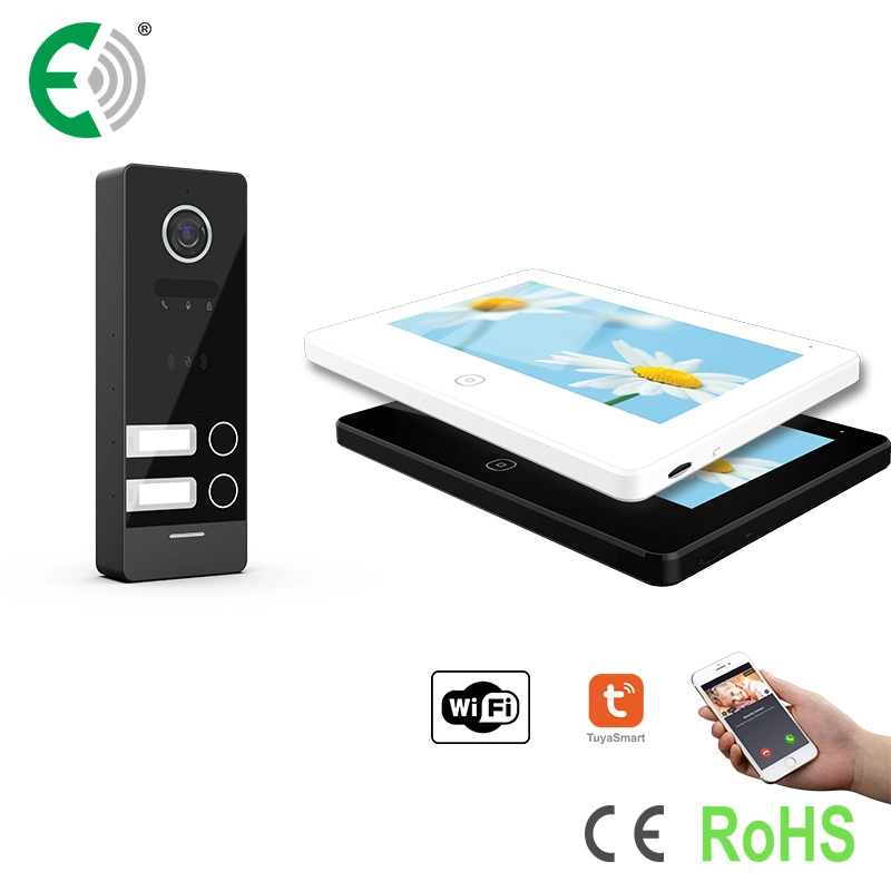 UTP/IP 7" WiFi Home Security Video Doorphone with High Resolution Touch Screen and Card Unlock