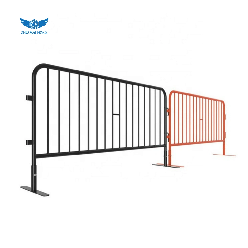 ISO9001 Temporary Road Crowd Control Barrier Low Carbon Steel Movable Barriers Systems with Flat Bases