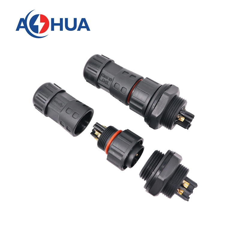 IP68 4pin conector de cable circular M20 4 cable eléctrico de núcleo Conector hembra de montaje en panel de conector hembra de montaje en panel de montaje en planta LED Grow Solución de diseño de cables resistente al agua de la lámpara