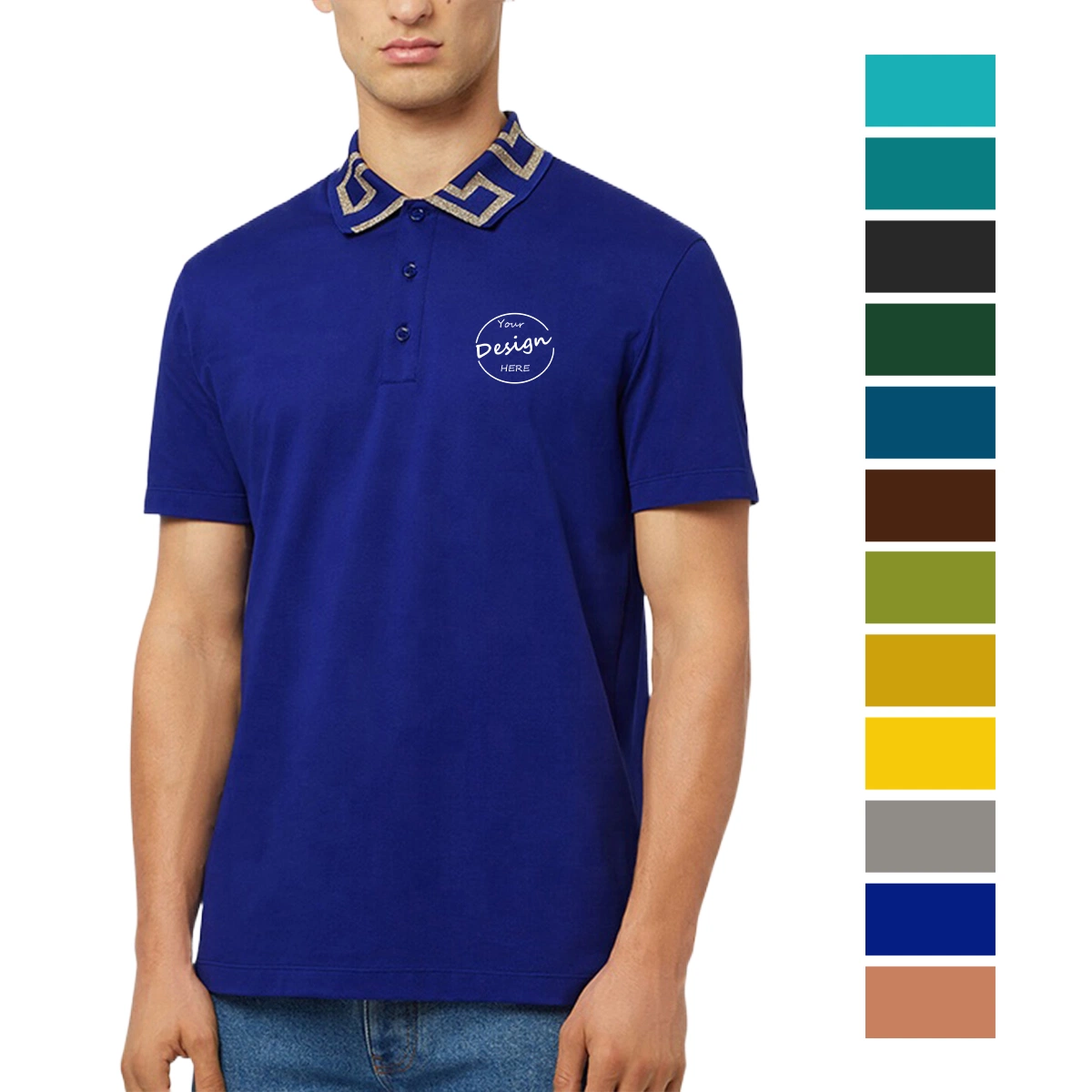 New Design Polo Shirts Custom Logo Polyester Solid Color Uniform Patterned Neck Golf Polo Camiseta Polo Shirt for Men
