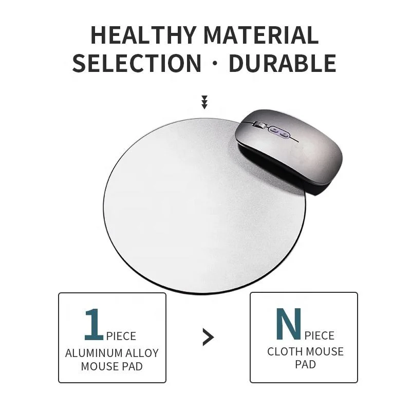 Aluminum Alloy Round Mouse Pad Mat Hard Smooth Ultra-Thin Waterproof Fast and Accurate Control Mouse Pad