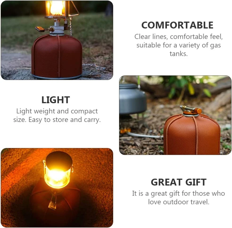 Portable Gas Tank Cover Faux Leather Fuel Tank Pouch Small Tank Storage Bag 2PCS Camping Travel Picnic Gas Accessories Case