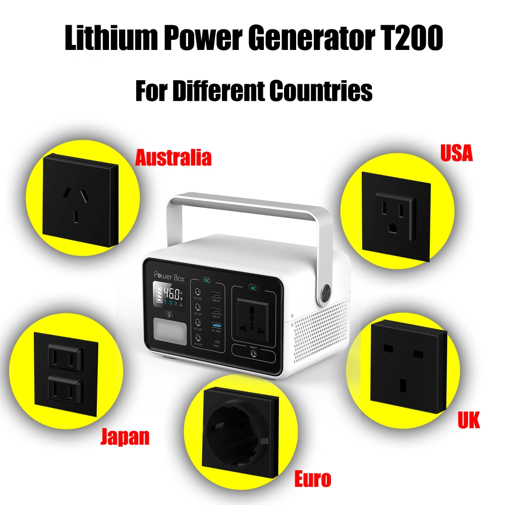 Portable Backup 222wh/200W Solar Power Generator Supply Energy Storage 4-USB