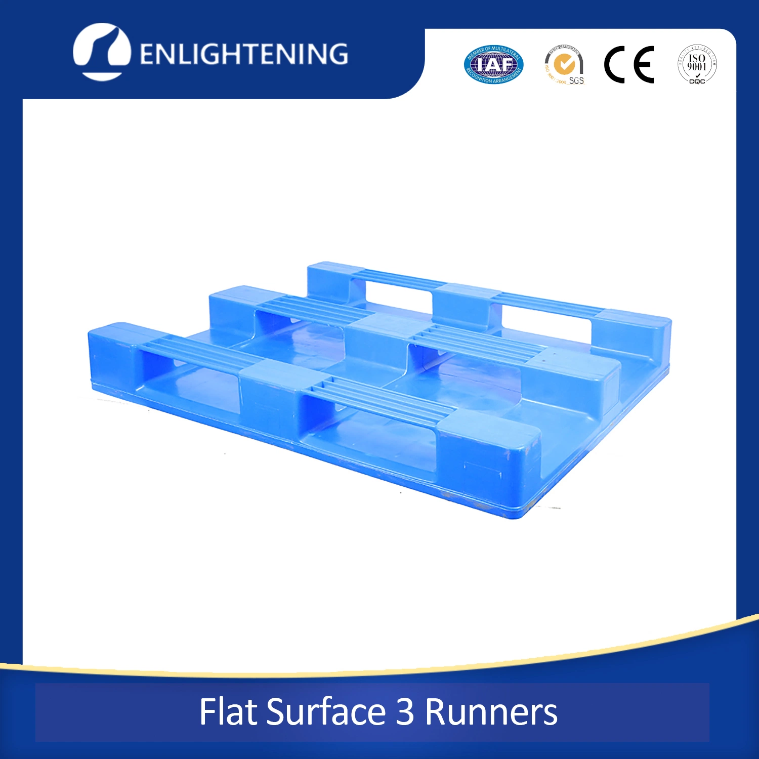 Robuste/empilable/monobloc/surface plane/simple étage/accès au chariot élévateur 4 voies/renforcé d'acier/charge sur rayonnage/3 glissières Palette plastique pour système de rayonnage