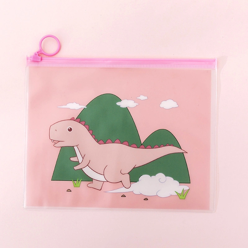 Cute Magic Dinosaur Transparent Ring File Bag Stationery Storage Bag