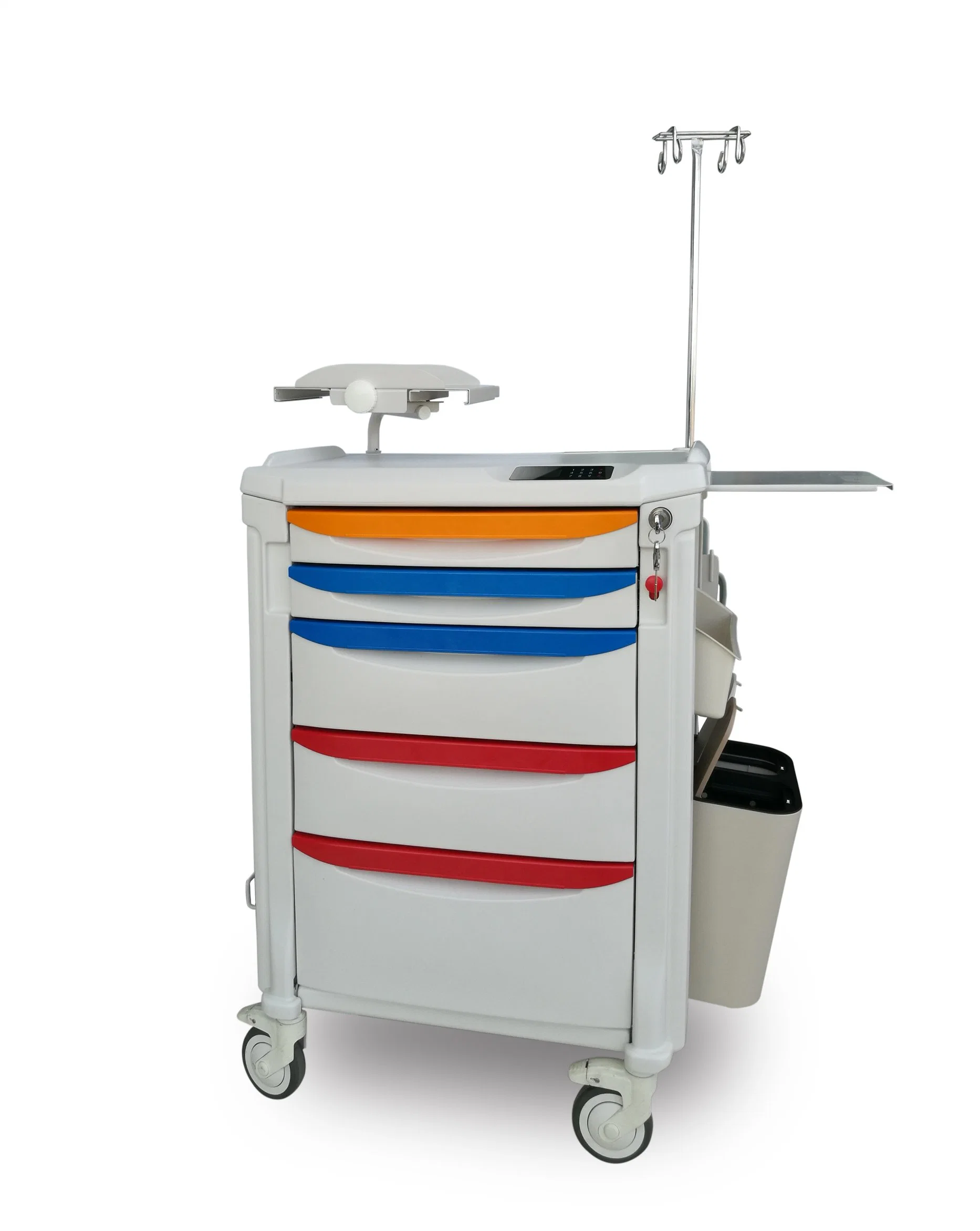 Plastic HDPE Medical Crash Cart Hospital Trolley