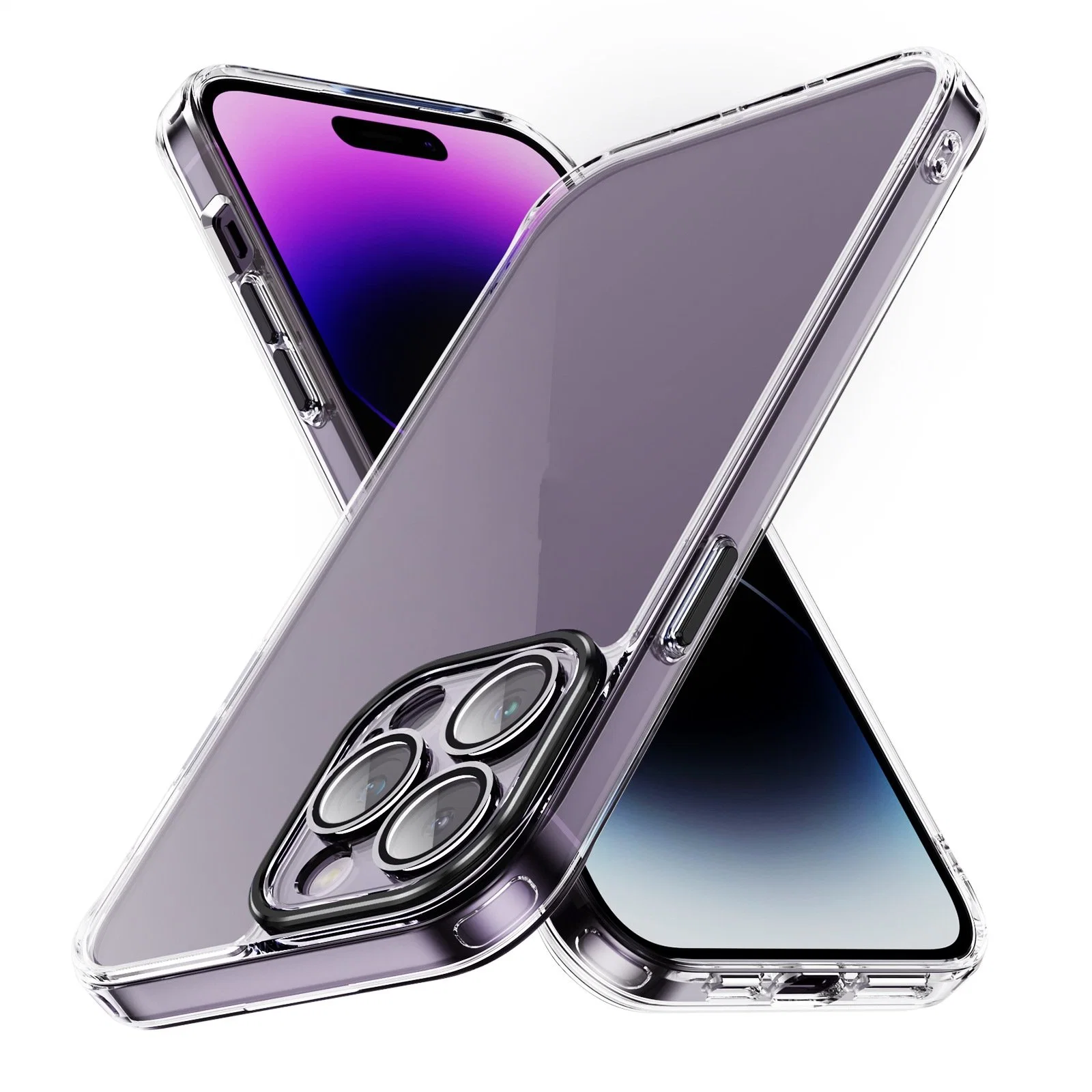 Nouvelle coque de téléphone en PC transparent de luxe avec protection en verre pour appareil photo, résistante aux chocs, pour iPhone 15 PRO Max 11 12 13 14 PRO Max.