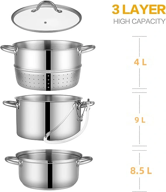 Stainless Steel Steamer Juicer Tri-Ply Full Body with Silicone Tube