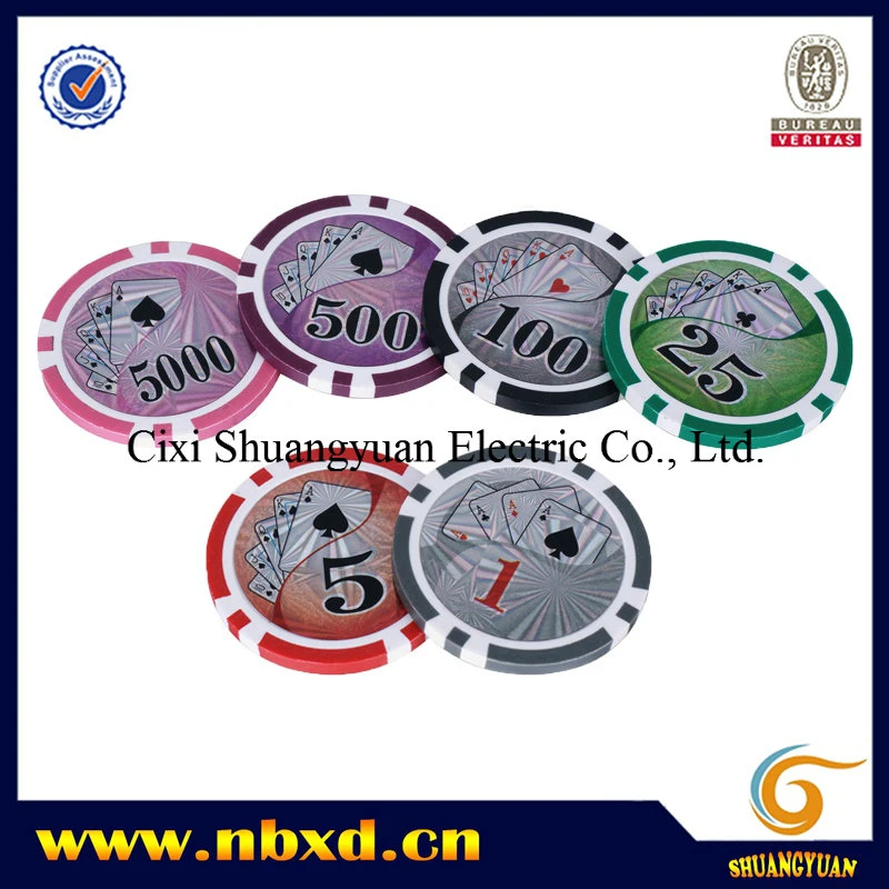 14G 2-Tone 8 Stripe Clay Poker Chip with Customized Laser Sticker