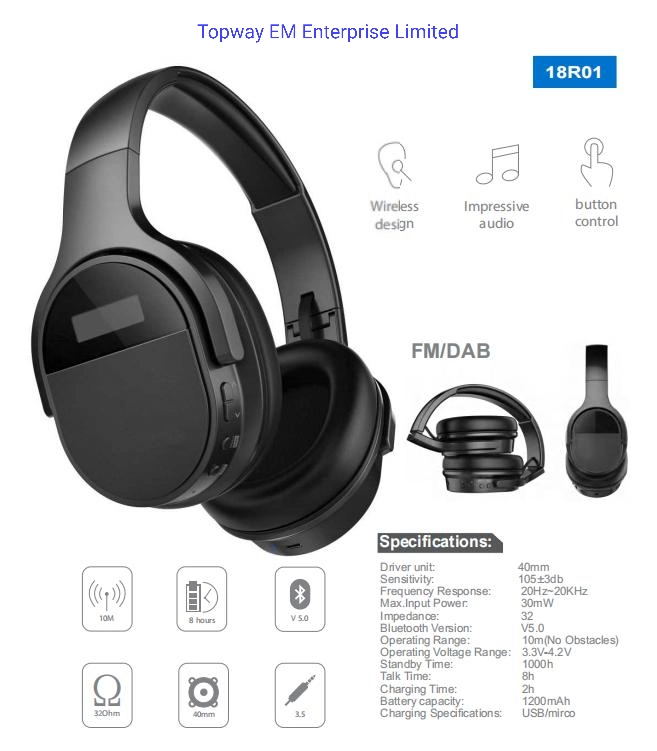 Fábrica OEM Atacado Bluetooth 5.0 Wireless FM Headphone principalmente uso Para Rádio