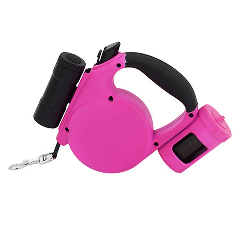 Outdoor Best Selling Retractable Leash Dog Lead with LED Flashlight and Poop Bag