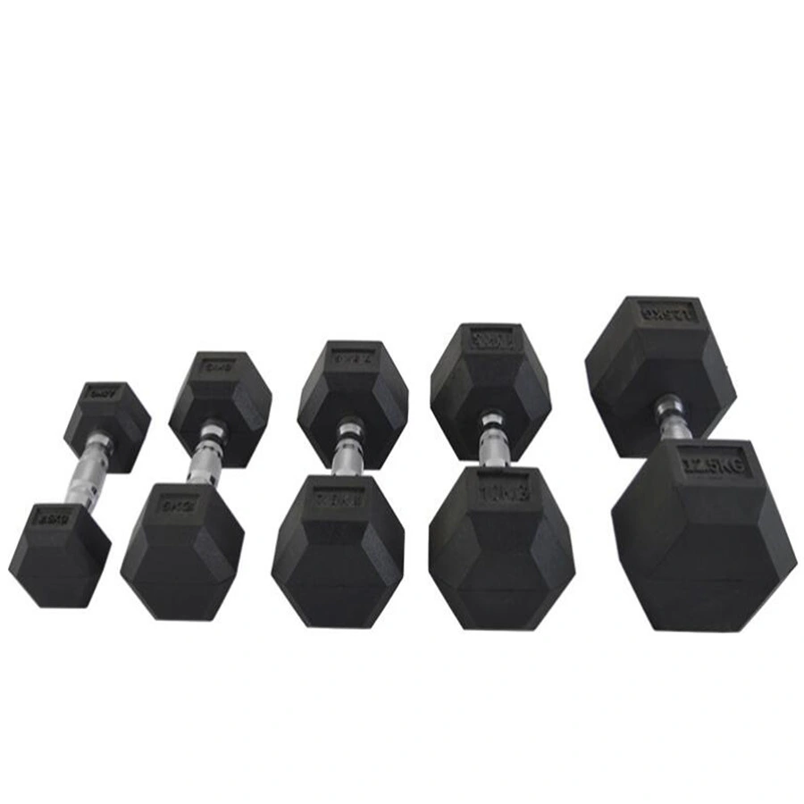 Hot Competitive Price Black Hex Rubber Dumbbell