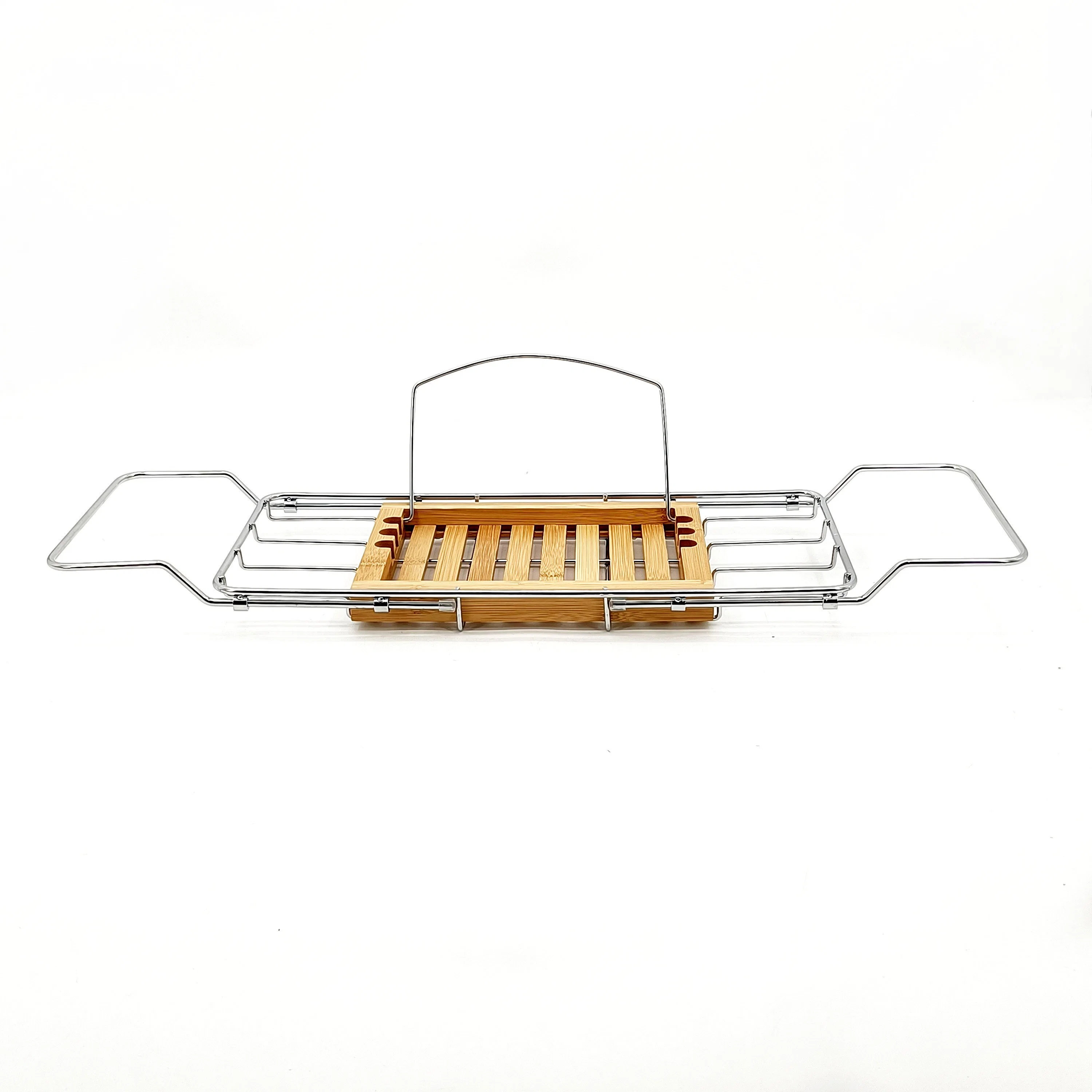 with Soap Holder Non-Slip Durable Steel Expandable Organizer Bathroom Bamboo Bathtub Caddy Tray