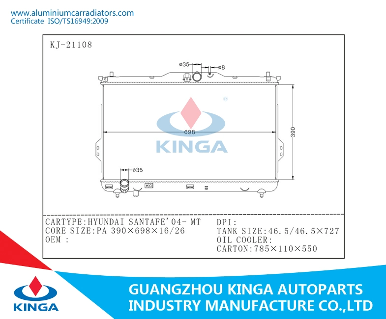 Auto Radiator for Hyundai Santafe&prime; 04-Mt