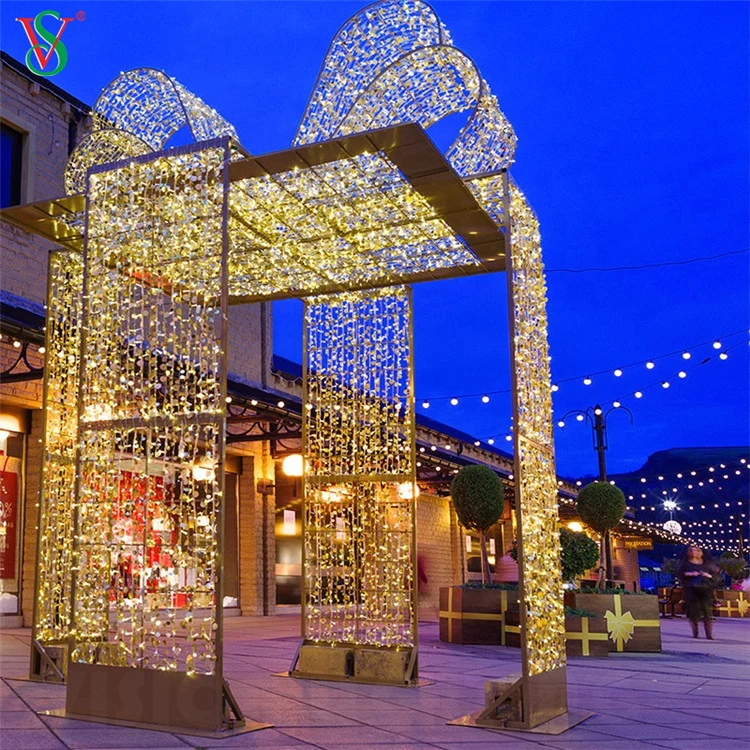 Outdoor 3D Motif Giant Christmas Decorations LED Gift Box Lights