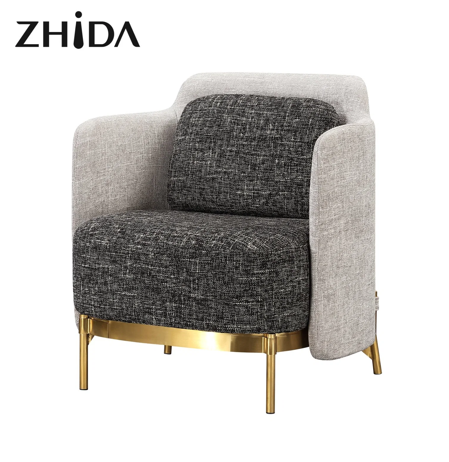 Luxury Relax Leather Leisure Accent Chair Living Room Furniture Metal Leg Leisure Modern Deisgn Fabric Armchair Bedroom Accent Chairs for Hotel Lobby Furniture