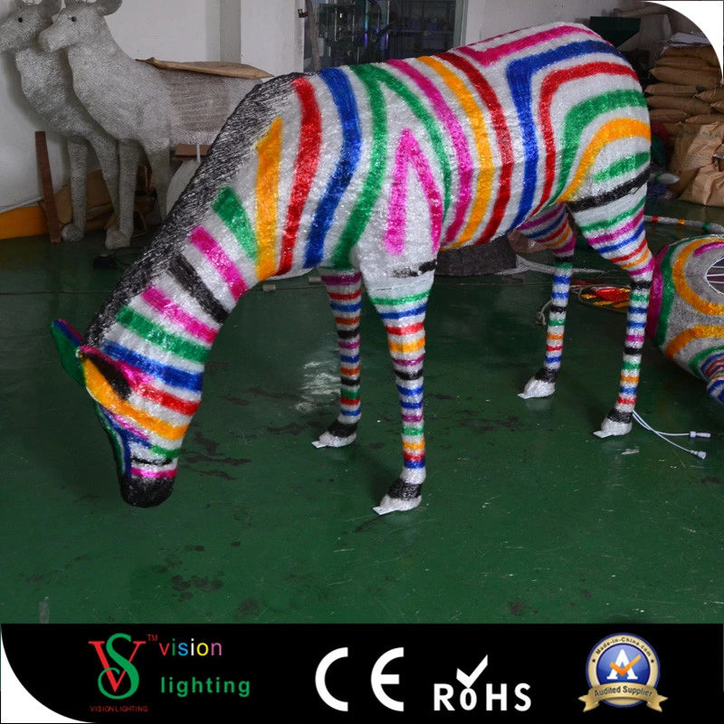 Décoration lumière animale 3D en fibre de verre d'éclairage jardin de stationnement Zebra