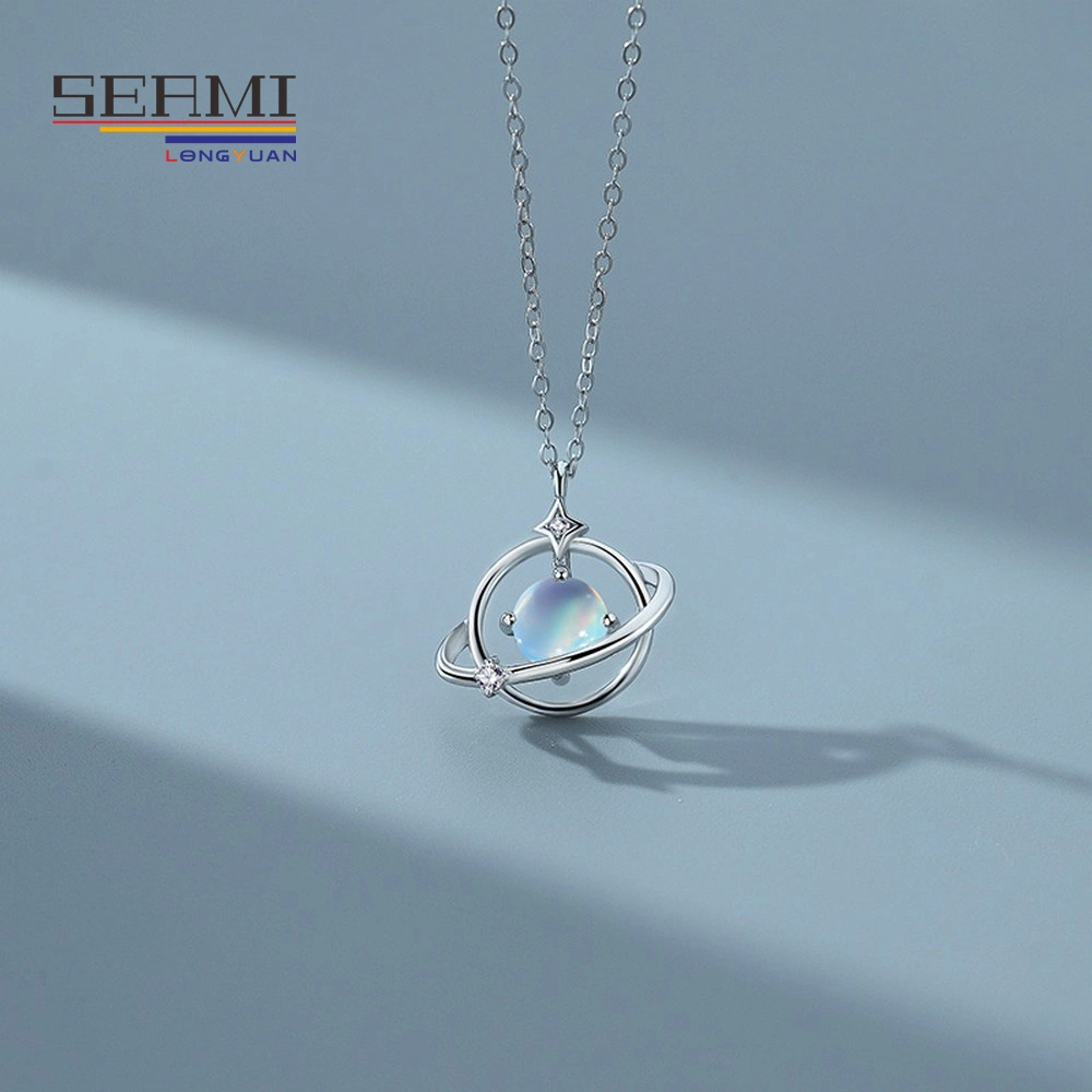 S925 Sterling Silber Mondlicht Stein vielseitige Clavicle Kette Halskette